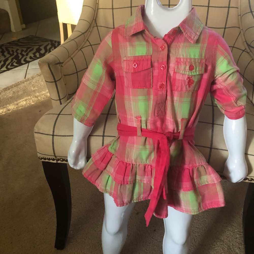 Girl’s shirt dress with ruffles